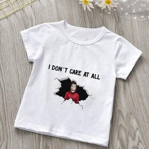 Boy T Shirts For Children Red Man I Don't Care At All Printed Girls Tshirt Round Neck Cool Kids Tops Leisure Harajuku bal822