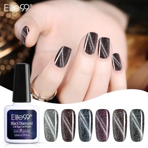 Elite99 3D Black Diamond Cat Eye Gel Polish Soak Off Magnetic Magnet strong UV LED Nail Varnish Primer Gel Polish Salon Manicure