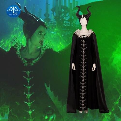 Maleficent Mistress of Evil Costume Carnival Halloween Outfit Maleficent Cosplay Costume Horns Fancy Skull Angelina Jolie Dress