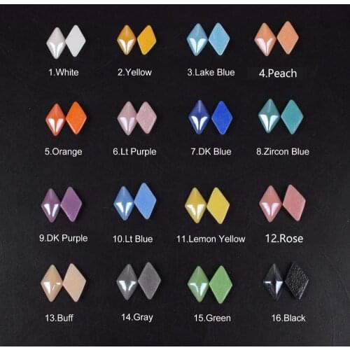 Nail art Ceramic Beads Rhombus Shape 16 Color Mix color 8x12mm DIY Craft Flatback Pearl Stones For Nail art free shipping