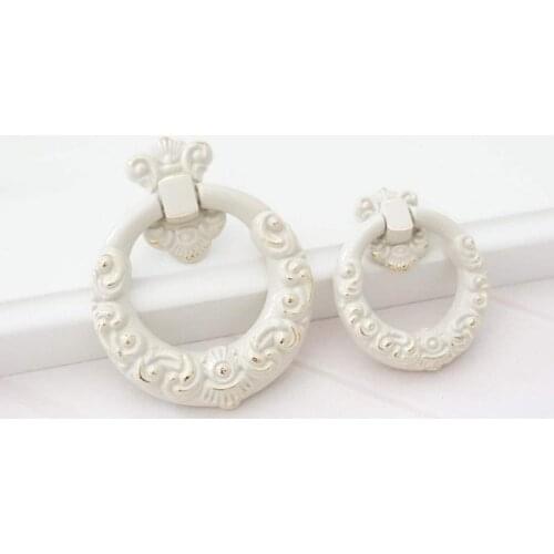 MFYS Zinc Alloy Ring-Shaped Cabinet Knobs Drawer Pulls Antique Silver Wardrobe Closet Door Handle Elegant Furniture Hardware