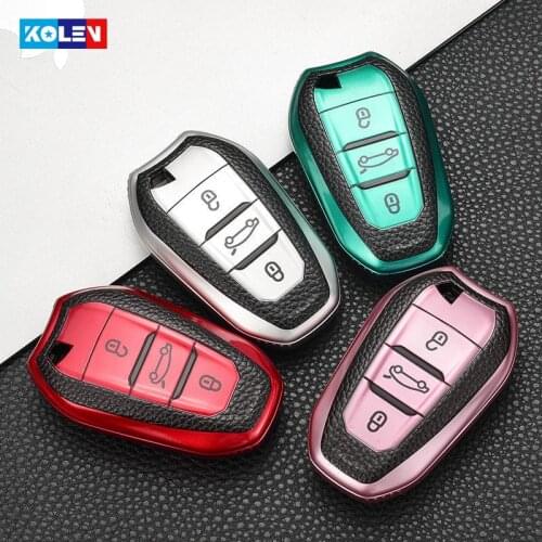 Leather + TPU Car Smart Key Cover Case Fob For Peugeot 308 3008 508 5008 408 4008 208 301 407 For Citroen C4 C6 C3-XR Picasso DS