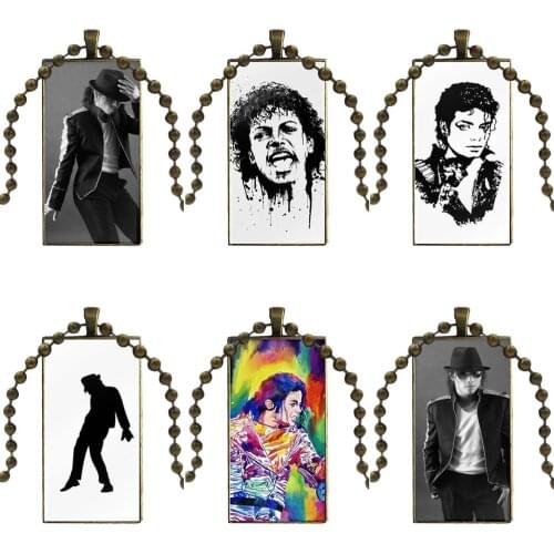 Colorful Michael Jackson Dance King Design For Women Necklace Fashion Long Chain With Rectangle Necklace Jewelry