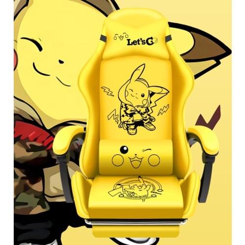 New Cartoon Pikachu Wcg Gaming Chair Anchor Armchair Ergonomic Computer Chair Office Chairs Function Adjustable with Footrest