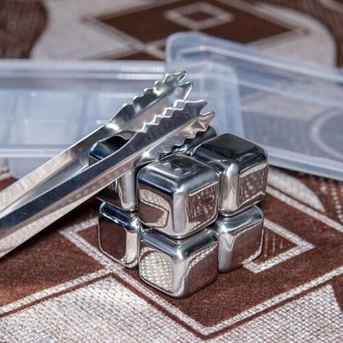 Stainless Steel Ice Cubes, Reusable Chilling Stones for Whiskey Wine, Keep Your Drink Cold Longer Portable Fast Cooling Cup