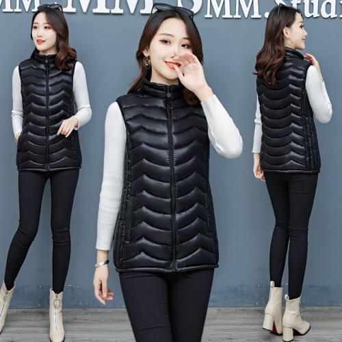 Jacket Vest down Cotton Vest Womens Light Short StCollar Womens Vest Coat Spring, Autumn Winter off-Season Chaleco Mujer