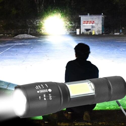 Built-in battery Multifunctional LED Flashlight USB Rechargeable T6+COB torch ZOOM 4Modes Light