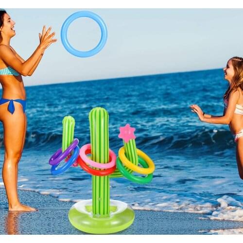 5PCS Inflatable Cactus Ring Toss Game Set Floating Swimming Ring Summer Outdoor Childrens Intelligence Interactive Game Kid Toy