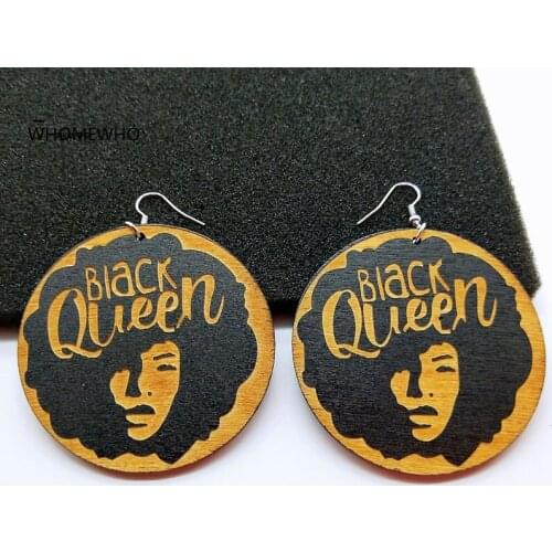 Tribal Unfinished Painting Wood Engraved Africa Map Black Girl Queen Drop Earring Retro Handmade Wooden African Hiphop Jewelry