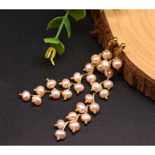 New Favorite Pearl Earrings Very Perfect 6-7mm Pink Freshwater Pearls S925 Gold Color Silver Stud Earring Fine Jewelry For Women