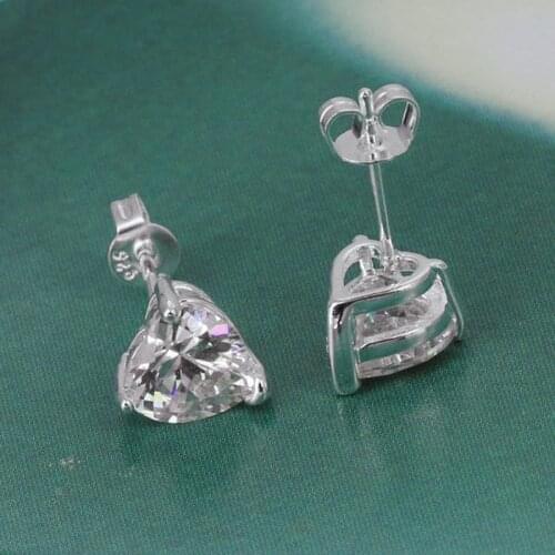 New Arrival Trendy Silver Plated Earrings Fashion Jewelry Women Stud Earrings Geometrical Shape Crystal Brincos for Women