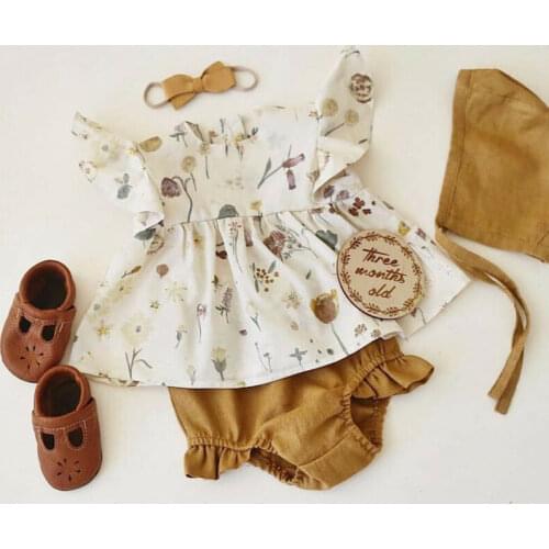 Brand-new Summer Newborn Kids Baby Girls Floral Top T-shirt+Pants Hat Outfit Clothes Sequins Outfits Clothes