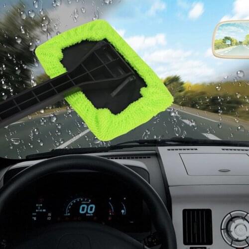 Microfiber Car Window Cleaner Wash Brush Microfiber Auto Window Cleaner Long Clean Hard-To-Reach Windows On Your Car Blue Green