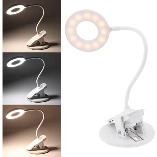 Rechargeable LED Desk Lamp Eye Protection Reading Book Light 3 Brightness Touch Control Dimmable Read Lamp with Flexible Neck