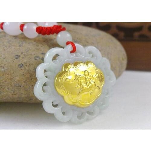 Gift Hetian Jade Pendant Cross 3d three-dimensional Pattern Gold Jade Pendant Necklace Fashion Jewelry Jade Couple High Quality