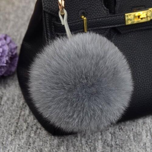 Fluffy Real Fox Fur Ball Keychain Fur Pom Pom Keychain Llavero Pompon Keyring Porte Clef Pompom De Fourrure Charm Bag Pendant