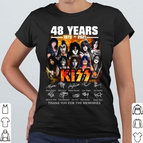 Kiss Band 48 Years 1973 2021 Shirt Kiss Signatures Shirt Thank You For The Memories Shirt