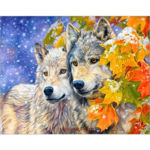 Needlework for embroidery DIY DMC High Quality - Counted Cross Stitch Kits 14 ct Oil painting - Snow Wolves