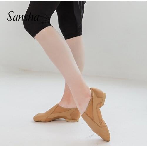 Sansha Adult Slip-on Jazz Shoes High Quality Leather Upper With Stertch Fabric Dancing Shoes JS831LCO