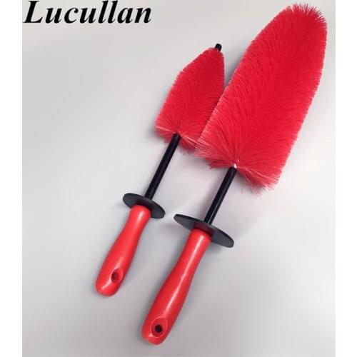 Lucullan Flame Red Rocket Detailing Brush Super Strong Soft Hair Scratch Free Car Wheel Tire Rims Chrome Spokes Cleaning Brush