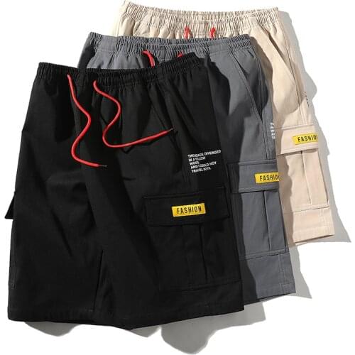 KKSKY Men Casual Shorts Cargo Shorts 2021 Summer Polyester Fashion Letter Mens Shorts Bigger Pocket Male Shorts Plus Size 5XL