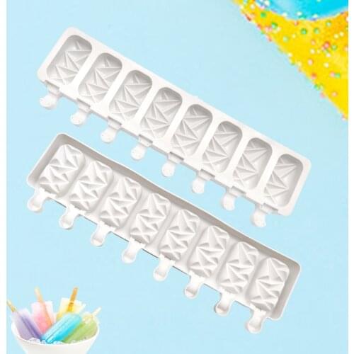 Silicone Ice Cream Mold DIY Homemade Popsicle Moulds Freezer 8 Cell diamond Ice Cube Tray Popsicle Barrel Makers Baking Tools