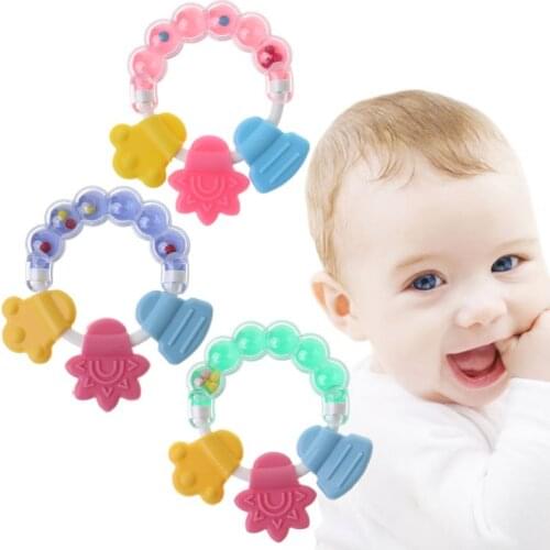 Silicone Jingle Shake Teether Sound Educational Rattle Baby Teether Bell Toys