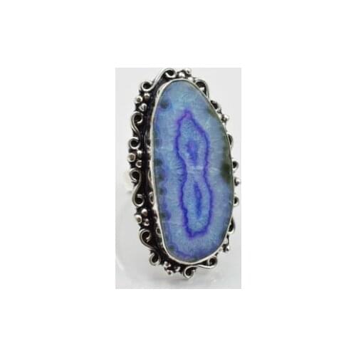 Solar Quarts Ring Silver Overlay over Copper , Size: 6.75 , R1904