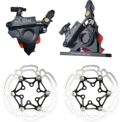Alloy Bike Hydraulic Disc Brake Caliper Set Bicycle Front Rear Line Pull Brake Calipers 140mm Floating Discs E-Bike Refit Disc