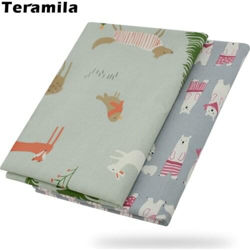 Teramila Cartoons Pattern Christmas Tree Printed Fabrics Per Meter Cloth for Sewing Cotton 100% Handmade Patchwork Needlework