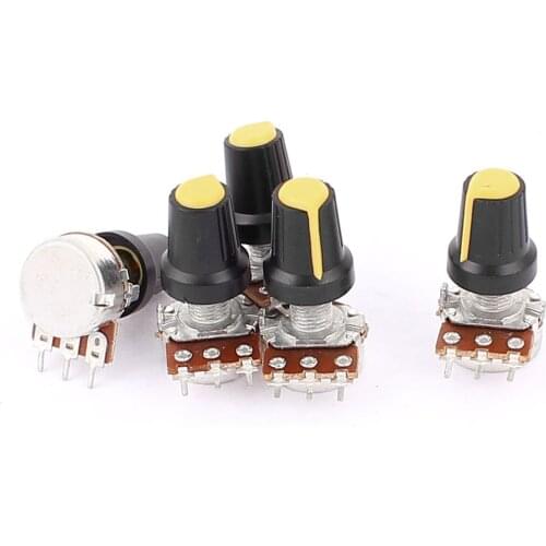 Uxcell 5 Pcs B10K 10K Ohm 3 Terminals Rotary Audio B Type Potentiometer Pot