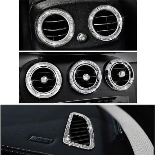 For Mercedes Benz C W205 C180 C200 C220 Interior Mouldings Air Condition AC Outlet Vent Refit Crystal Diamond Decal Ring Trim
