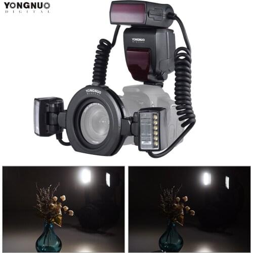 Yongnuo YN24EX E TTL Macro Flash Speedlite for Canon EOS 1Dx 5D3 6D 7D 70D 80D Cameras with 2pcs Flash Head + 4pcs Adapter Rings