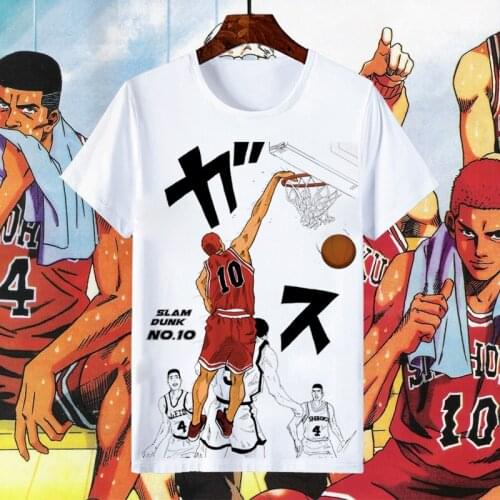 Japanese Anime Hanamichi Sakuragi Cosplay T Shirt Mitsui Hisashi SHOHOKU Summer T-Shirt Cartoon Top Tee Cosplay Costume