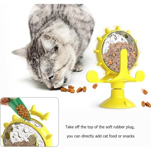 Funny Pet Cat Turntable Toy 360 Rotating Windmill Interactive Training Teasing Puzzle Exercise Play Game Feeding Leakage Device