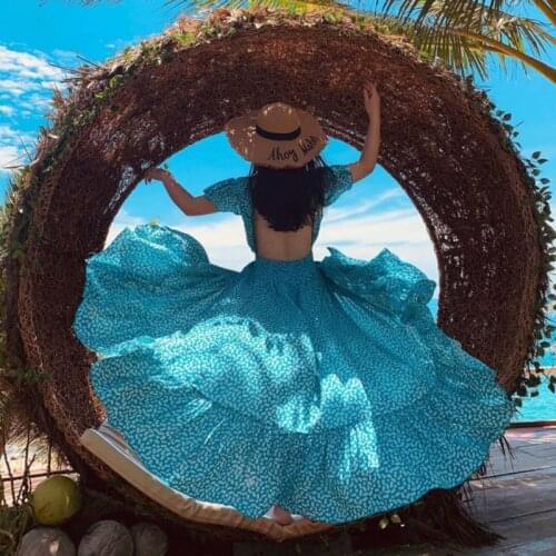 Maxi Backless Sky Blue Women Dress Summer Boho Elegant Tropical Party Vacation Beach Sea Dress Vintage Long Runway 2020 Sundress