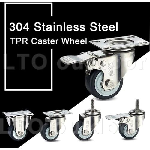 1PCS 304 Stainless Steel Universal Caster Wheel TPR Rubber Wheel Silent For Furniture Leg Table Chair Cabinet Home Accessories