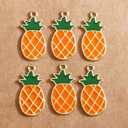 10pcs 12*26mm Enamel Pineapple Charms Cute Fruits Earring Pendants for Jewelry Making DIY Bracelets Necklaces Findings Accessory