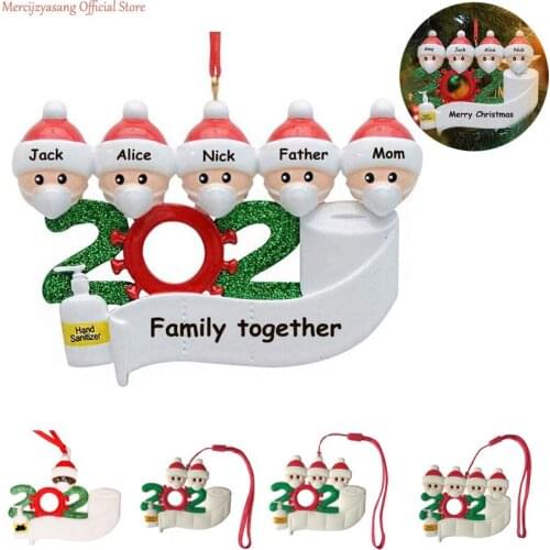 10PCS 2020 Christmas Decoration Family Ornament Santa Claus With Mask Personalized Hanging Ornament Customized Decoration LGS002