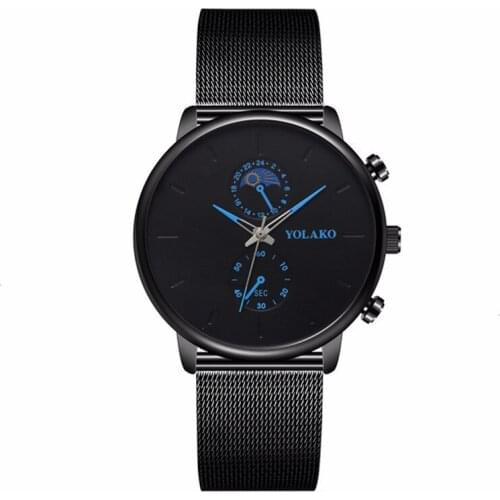 2020 Hot Luxury Fashion Mens Minimalist Watches black Stainless Steel Mesh Band Watch Men Business Casual Analog Quartz Cock
