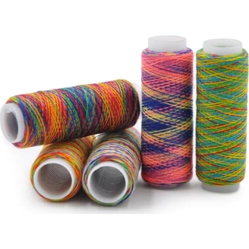 5pcs Rainbow Color Polyester Sewing Thread Hand Quilting Embroidery Sewing Thread For Home DIY Sewing Accessories Supplies