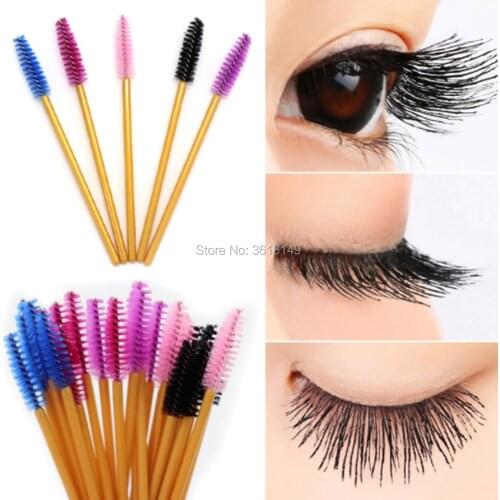 50Pcs/Pack Disposable Micro Eyelash Brushes Mascara Applicator Wand Brushes Comb Eyelash Brushes Makeup Tool Kit