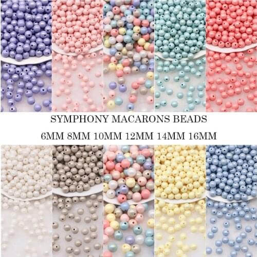 6mm-10mm Frosted Ice Cream Macaron Symphony Beads Acrylic-Based Resin Straight Hole Beads DIY Handmade Ornament Jewelry Material