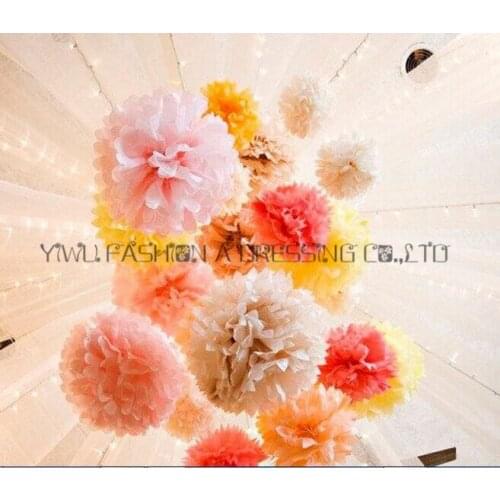 Free Shipping 22pcs/lot Mixed Size of 4"&10" Tissue Paper Pom Poms Wedding Party Decor Craft Paper Flower For Wedding Decoration