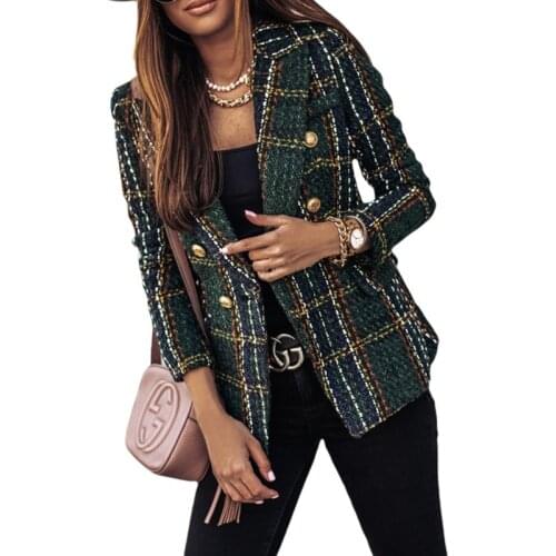 Plus Size Plaid Patchwork Blazers Women 2021 Spring Autumn New Single Breasted Suits Office Lady Long Sleeve Slim Casual Blazer