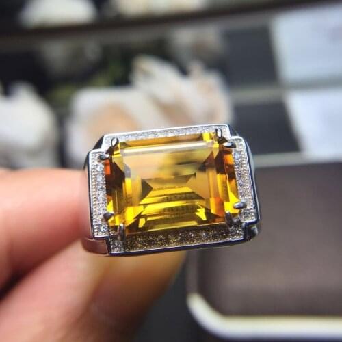 BOCAI new Best selling Natural citrine real S925 silver ring for man fashionable atmosphere boutique man ring