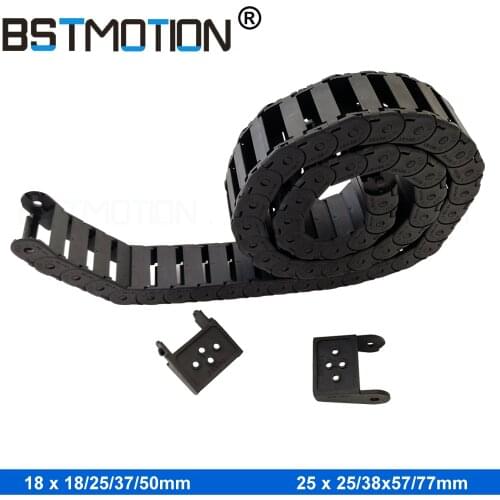 18X18 18X25 18X37 18X50 25x25 25x38 25x57 25x77 bridge type plastic drag chain with end connectors for engraving machine cable
