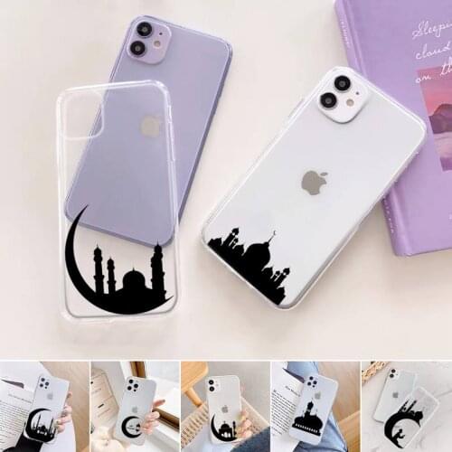Muslim mosque Moon Phone Case For iphone 12 11 mini x xs xr pro max 8 7 6s 6 5 5s 5c se plus Transparent soft