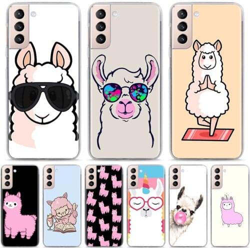 Llama Alpaca Cute Animal Phone Case for Samsung Galaxy S20 FE S10 Plus S21 Ultra S10e S8 S9 Plus Hard PC Cover Bumper Funda