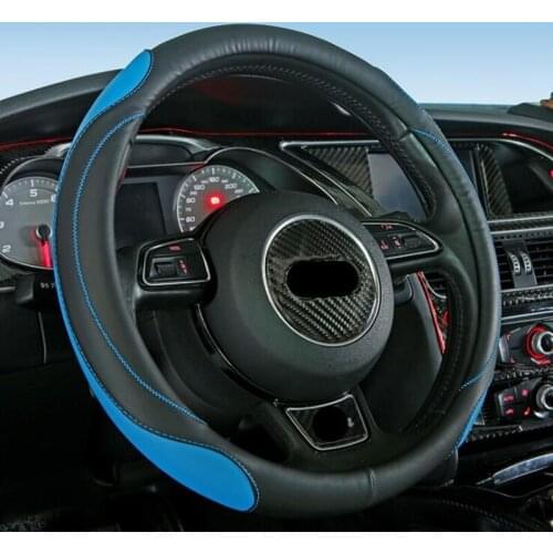 4 Colors Size 38cm Car Steering Wheel Cover faux Leather Square Embossing Non-slip for Honda civic Auto Interior Accessories